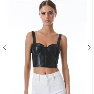 Alice + Olivia Jeanna Bustier Vegan Leather Crop